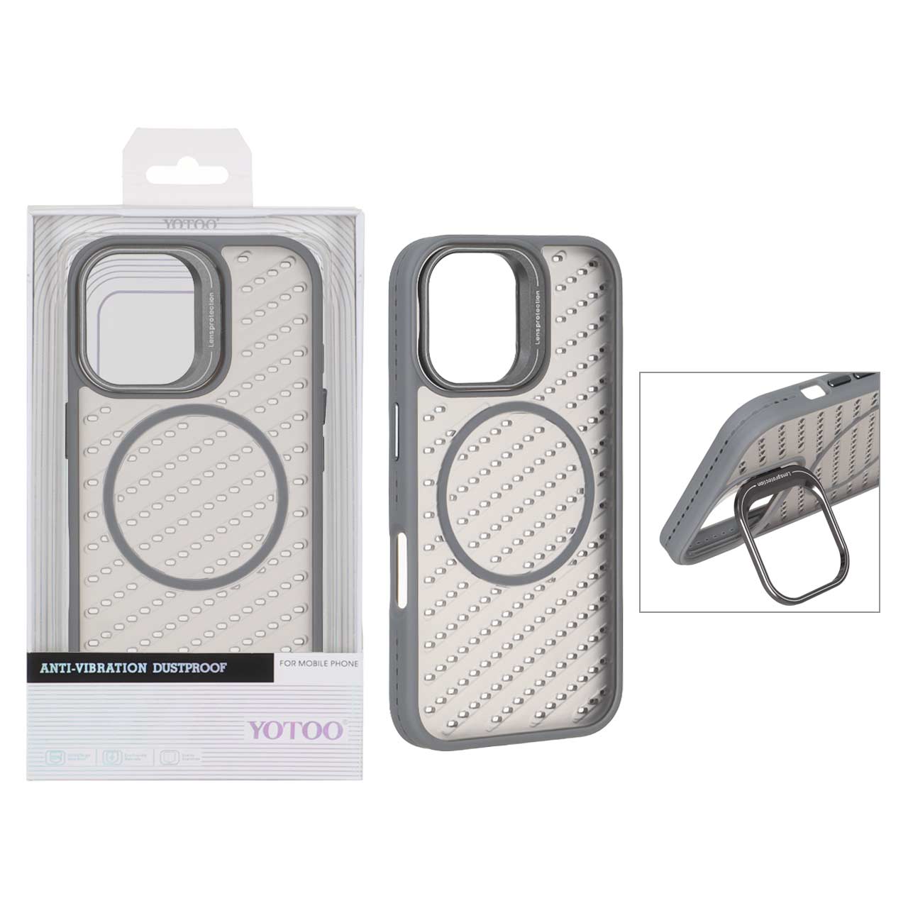 قاب اورجینال Yotoo مات MagSafe استندشو Apple iPhone 16 - خاکستری (پک دار) - NTC